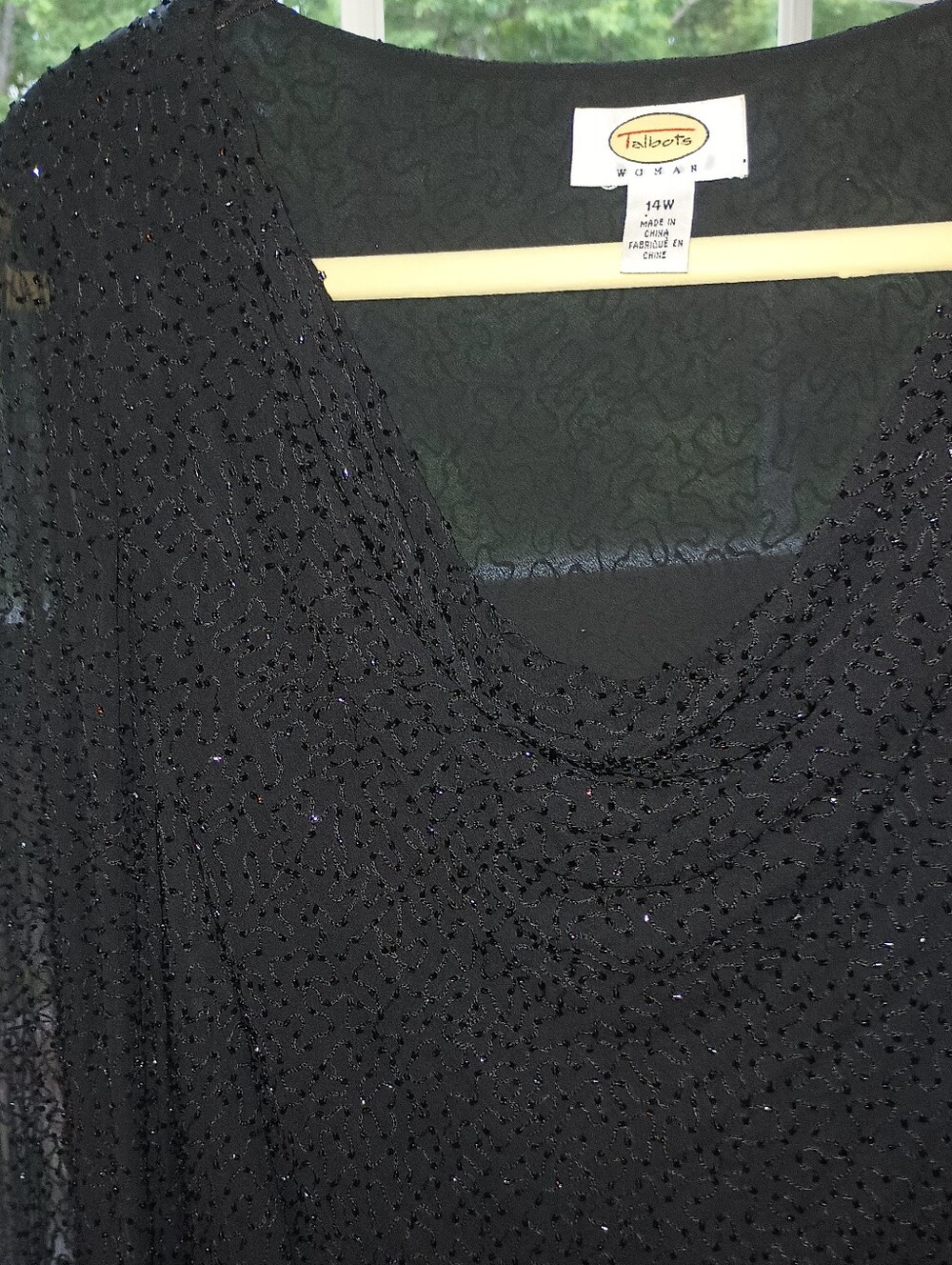Talbot's 14W Glimmering Black Cowl Neck Tunic